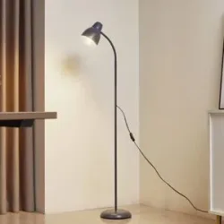 Stehlampe Tebbi Lindby, alu / grau / zink, für Wohn- / Esszimmer, Metall, Stehlampe