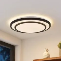 LED Deckenlampe Essina Lindby, dimmbar, schwarz, für Wohn- / Esszimmer, Metall, Modern, LED Deckenleuchte