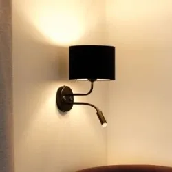 Wandlampe Roller Duolla, schwarz, für Wohn- / Esszimmer, Metall, Wandleuchte, Wandlampe Innen