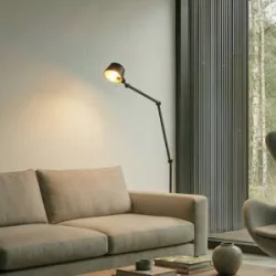 Stehlampe Silka Lucande, schwarz, für Arbeitszimmer / Büro, Metall, Modern, Stehlampe
