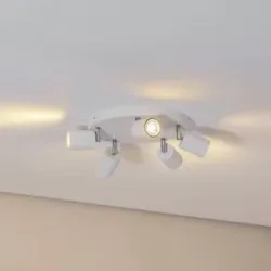 Deckenstrahler Fun, weiß, Ø 30 cm, verstellbar, GU10 Fun Luminex, dimmbar, weiß / opal, für Wohn- / Esszimmer, Metall, Modern, Strahler
