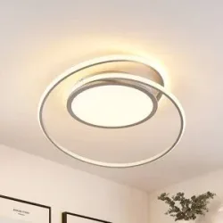 LED Deckenlampe Noud Lucande, dimmbar, alu / grau / zink, für Schlafzimmer, Metall, Modern, LED Deckenleuchte