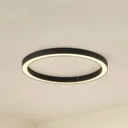 LED Deckenlampe Neor Lucande, dimmbar, schwarz, für Flurbereich, Metall, Modern, LED Deckenleuchte