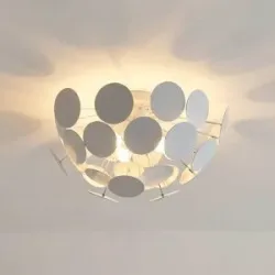 Deckenlampe Kinan Lindby, dimmbar, weiß / opal, für Wohn- / Esszimmer, Kunststoff, Modern, Deckenlampe