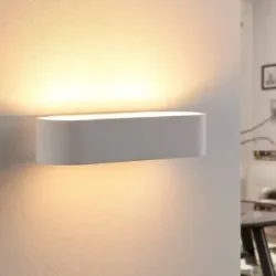 Wandlampe Fioni Lindby, dimmbar, weiß / opal, für Wohn- / Esszimmer, Gips / Ton, Modern, Wandleuchte, Wandlampe Innen