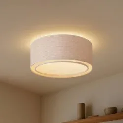 Deckenlampe Soula Lindby, dimmbar, creme / amber, für Wohn- / Esszimmer, Kunststoff, Landhaus / Rustikal, Deckenlampe