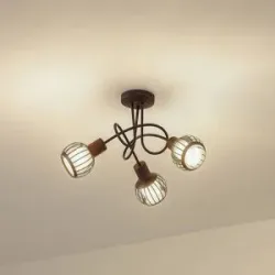 Deckenlampe Solm Lindby, dimmbar, braun / rost, für Wohn- / Esszimmer, Metall, Landhaus / Rustikal, Deckenlampe