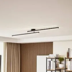 LED Deckenlampe Aurendor Lindby, schwarz, für Wohn- / Esszimmer, Aluminium, Modern, LED Deckenleuchte