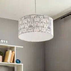 Hängelampe Cats Maco Design, dimmbar, weiß / opal, für Kinderzimmer, Kunststoff, Pendelleuchte