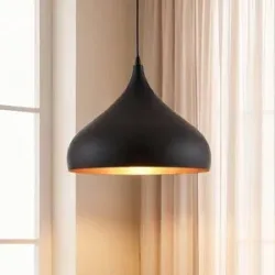 Hängelampe Ritana Lindby, dimmbar, schwarz, für Wohn- / Esszimmer, Aluminium, Modern, Pendelleuchte