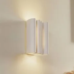 Wandlampe Novali AI Lindby, dimmbar, weiß / opal, für Wohn- / Esszimmer, Gips / Ton, Modern, Wandleuchte, Wandlampe Innen