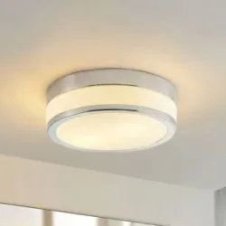 Deckenlampe Flavi Lindby, dimmbar, chrom / silber, für Badezimmer, Glas, Modern, Deckenlampe