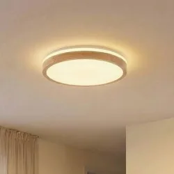 LED Deckenlampe Emiva Lindby, dimmbar, Holz hell, für Wohn- / Esszimmer, Holz, Modern, LED Deckenleuchte