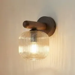 Wandlampe Salvia TK Lighting, dimmbar, Holz dunkel, für Wohn- / Esszimmer, Holz, Wandleuchte, Wandlampe Innen