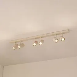 Lindby Deckenstrahler Kardis, beige, 6-flg., Metall, GU10 Kardis Lindby, dimmbar, creme / amber, für Flurbereich, Aluminium, Modern, Strahler