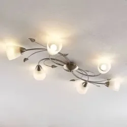 Deckenlampe Yannie Lindby, dimmbar, alu / grau / zink, für Wohn- / Esszimmer, Metall, Antik, Deckenlampe