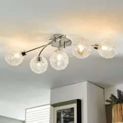Deckenlampe Ticino Lindby, dimmbar, chrom / silber, für Flurbereich, Metall, Modern, Deckenlampe