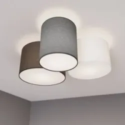 Deckenlampe Laurenz Lindby, dimmbar, alu / grau / zink, für Wohn- / Esszimmer, Textil / Stoff / Seide, Modern, Deckenlampe