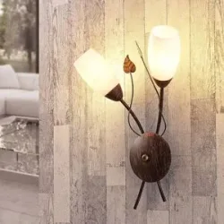 Wandlampe Stefania Lindby, dimmbar, braun / rost, für Wohn- / Esszimmer, Metall, Antik, Wandleuchte, Wandlampe Innen