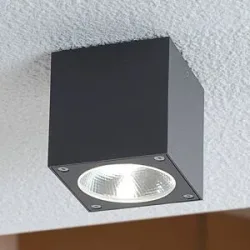 Würfelförmige LED Außendeckenleuchte Cordy CORDY Lucande, schwarz, Aluminium, Modern, LED Deckenleuchten