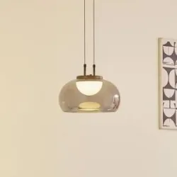 Glas Hängelampe Dain Lucande, alu / grau / zink, für Wohn- / Esszimmer, Glas, Modern, Pendelleuchte