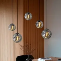 Glas Hängelampe Valentina Lindby, dimmbar, alu / grau / zink, für Wohn- / Esszimmer, Glas, Design, Pendelleuchte