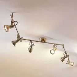 Deckenlampe PERSEAS Lindby, dimmbar, bronze / altmessing, für Wohn- / Esszimmer, Metall, Antik, Deckenlampe