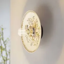 Wandlampe Faelira Lucande, dimmbar, violett / pink / rose, für Wohn- / Esszimmer, Keramik, Vintage, Wandleuchte, Wandlampe Innen