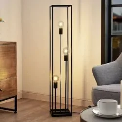Stehlampe Krisha Lindby, schwarz, für Wohn- / Esszimmer, Metall, Vintage, Stehlampe
