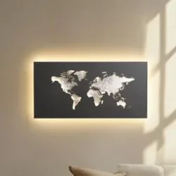 Wandlampe World Lucande, schwarz, für Wohn- / Esszimmer, Metall, Modern, LED Wandleuchte, Wandlampe Innen