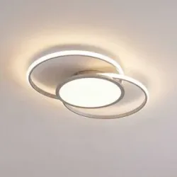LED Deckenlampe Senne Lucande, dimmbar, alu / grau / zink, für Schlafzimmer, Metall, Modern, LED Deckenleuchte