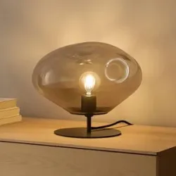 Tischlampe Lelia Lindby, alu / grau / zink, für Wohn- / Esszimmer, Glas, Design, Tischlampe