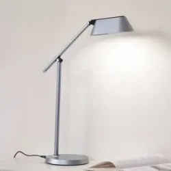 LED Schreibtischlampe Thies Lindby, dimmbar, alu / grau / zink, für Arbeitszimmer / Büro, Kunststoff, Modern, LED Tischlampe
