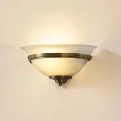 Wandfluter Irimia Lindby, dimmbar, bronze / altmessing, für Wohn- / Esszimmer, Glas, Antik, Wandleuchte, Wandlampe Innen