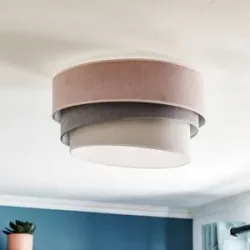 Deckenlampe Pastell Trio Duolla, dimmbar, violett / pink / rose, für Wohn- / Esszimmer, Textil / Stoff / Seide, Modern, Deckenlampe