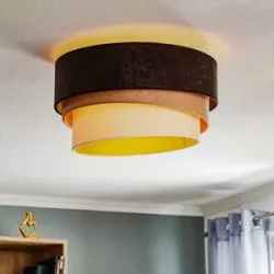 Deckenlampe Devon Duolla, dimmbar, braun / rost, für Wohn- / Esszimmer, Textil / Stoff / Seide, Modern, Deckenlampe