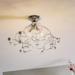 Kristall Deckenlampe Trilly ONLI, dimmbar, chrom / silber, für Wohn- / Esszimmer, Metall, Modern, Deckenlampe