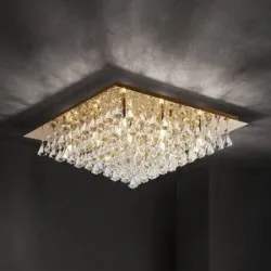 Kristall Deckenlampe Rimedia Lindby, dimmbar, messing / gold, für Wohn- / Esszimmer, Metall, Deckenlampe