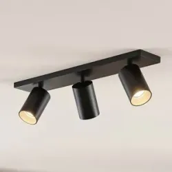 Arcchio Strahler Brinja, schwarz, eckig, Ø 6cm, 3-flg., GU10 Brinja Arcchio, dimmbar, schwarz, für Flurbereich, Aluminium, Modern, Strahler