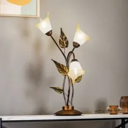 Tischleuchte Miranda dreiflammig, bronze ONLI, bronze / altmessing, für Wohn- / Esszimmer, Metall, Florentiner, Tischlampe