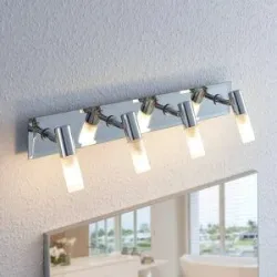 Lindby Bad-Strahler Zela, Länge 53 cm, chrom, 4-flammig Zela Lindby, dimmbar, chrom / silber, für Badezimmer, Metall, Modern, Strahler