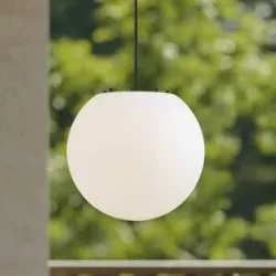 Lindby Außenhängeleuchte Alea, weiß, Kunststoff, Ø 38 cm Alea Lindby, dimmbar, weiß / opal, Kunststoff, Modern