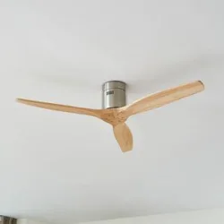 Lucande Deckenventilator Vindur, nickel, DC, leise Vindur, Holz hell, für Wohn- / Esszimmer, Holz, Modern