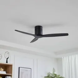 Lucande Deckenventilator Vindur, schwarz, DC, leise Vindur, schwarz, für Wohn- / Esszimmer, Metall, Modern