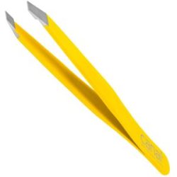 Canal Haarpinzette, schräg, satin, rostfrei, 9 cm Gelb