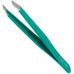 Canal Haarpinzette, schräg, satin, rostfrei, 9 cm Grün