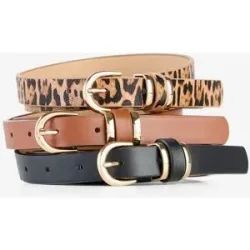 bonprix Gürtel (3er Pack) mit glänzender Schnallebraun 120Damen