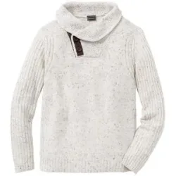 bonprix Strickpullover mit Schalkragen und Knopfverschluss, Langarm