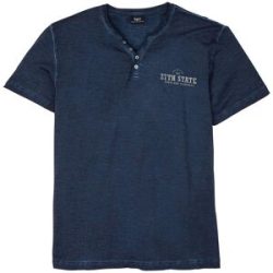 bonprix Henleyshirt, Kurzarm in gewaschener Optik aus reiner Bio-Baumwolleblau 64Herren