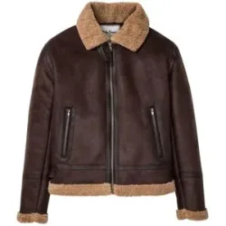 bonprix Lederimitat-Jacke mit Teddyfutterbraun 50Herren